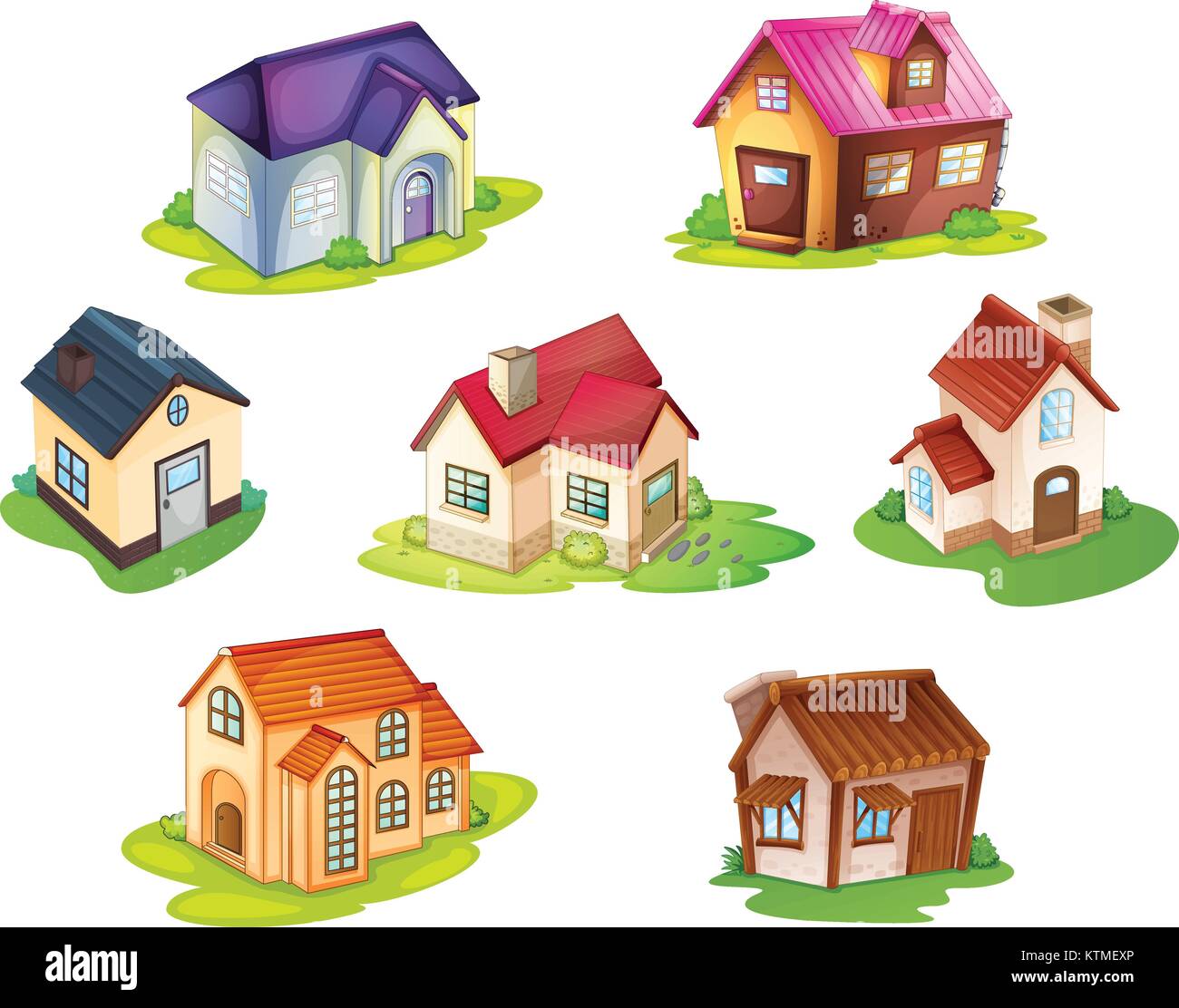Illustrazione delle varie case su sfondo bianco Illustrazione Vettoriale