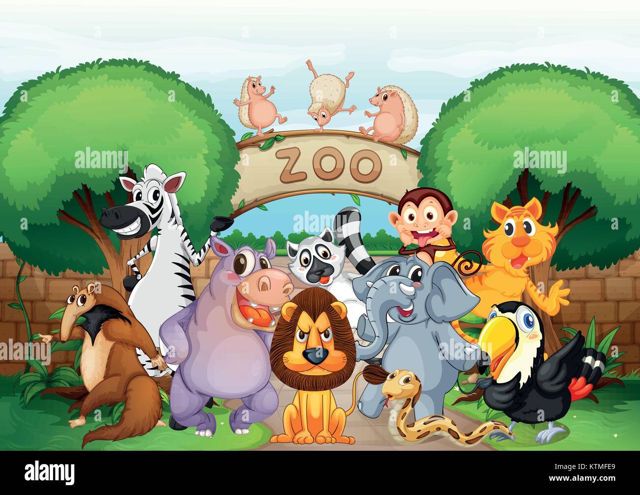 Illustrazione Di Zoo E Animali In Una Natura Bellissima Immagine E Vettoriale Alamy