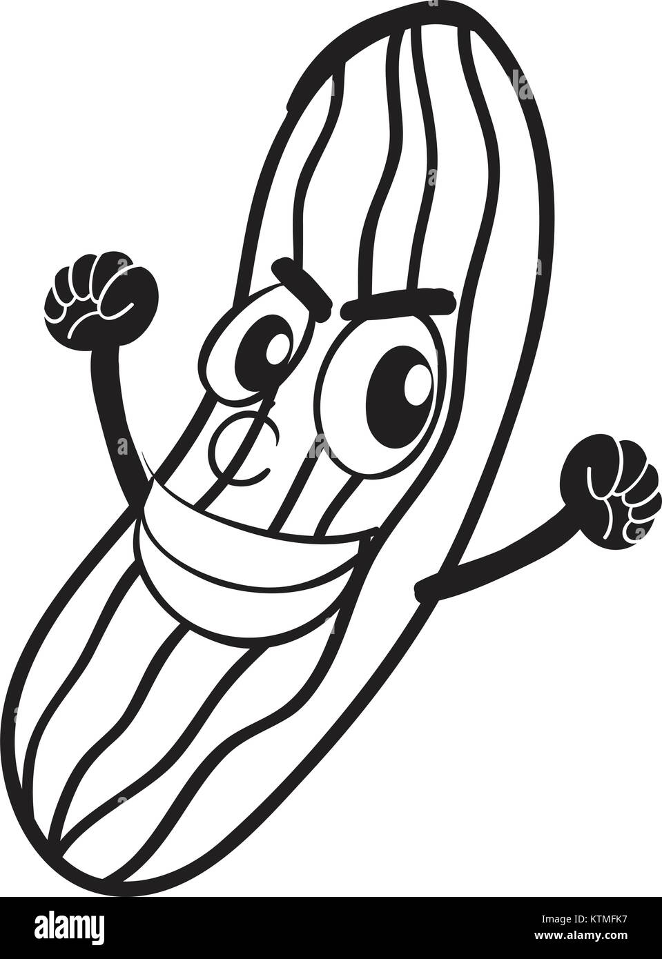 Illustrazione dettagliata di un cetriolo schizzo su sfondo bianco Illustrazione Vettoriale