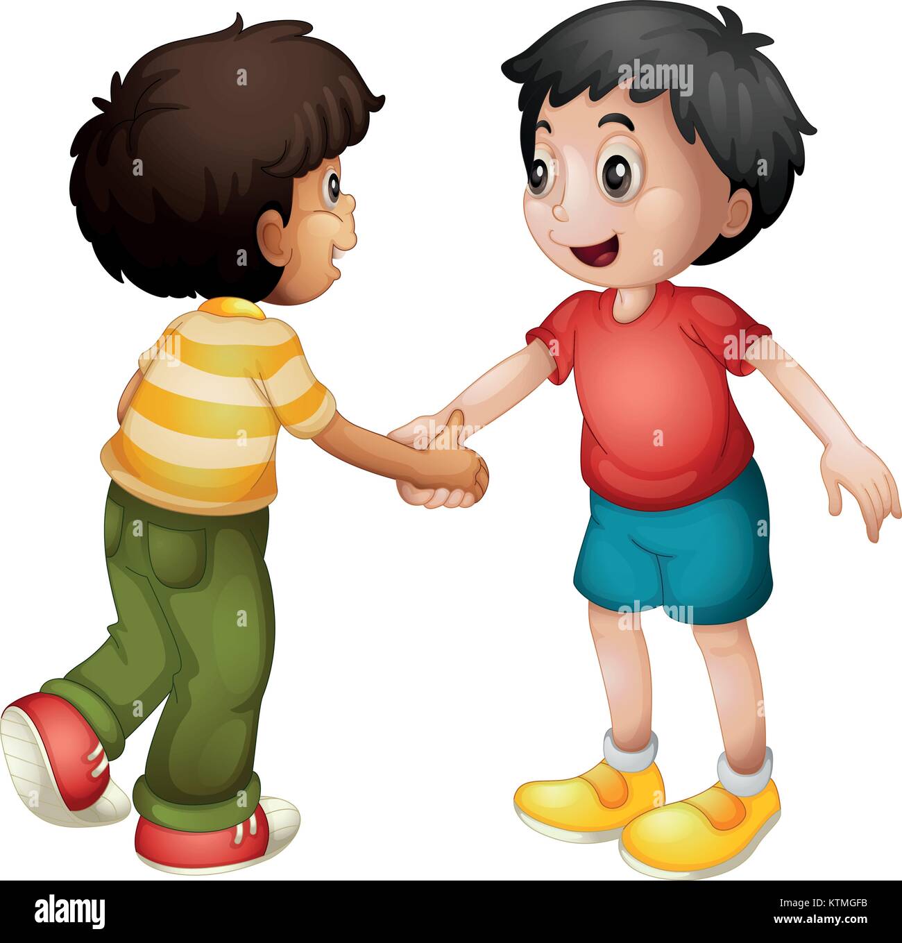 Illustrazione di due bambini che stringono le mani su sfondo bianco  Immagine e Vettoriale - Alamy