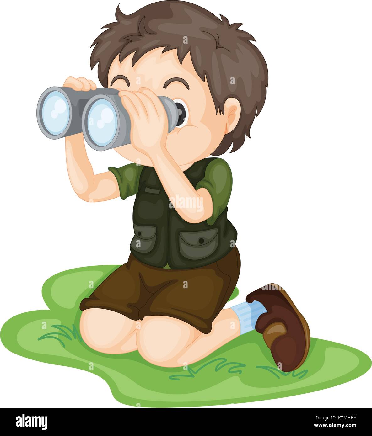 Bambino che usa il binocolo Immagini Vettoriali Stock - Alamy