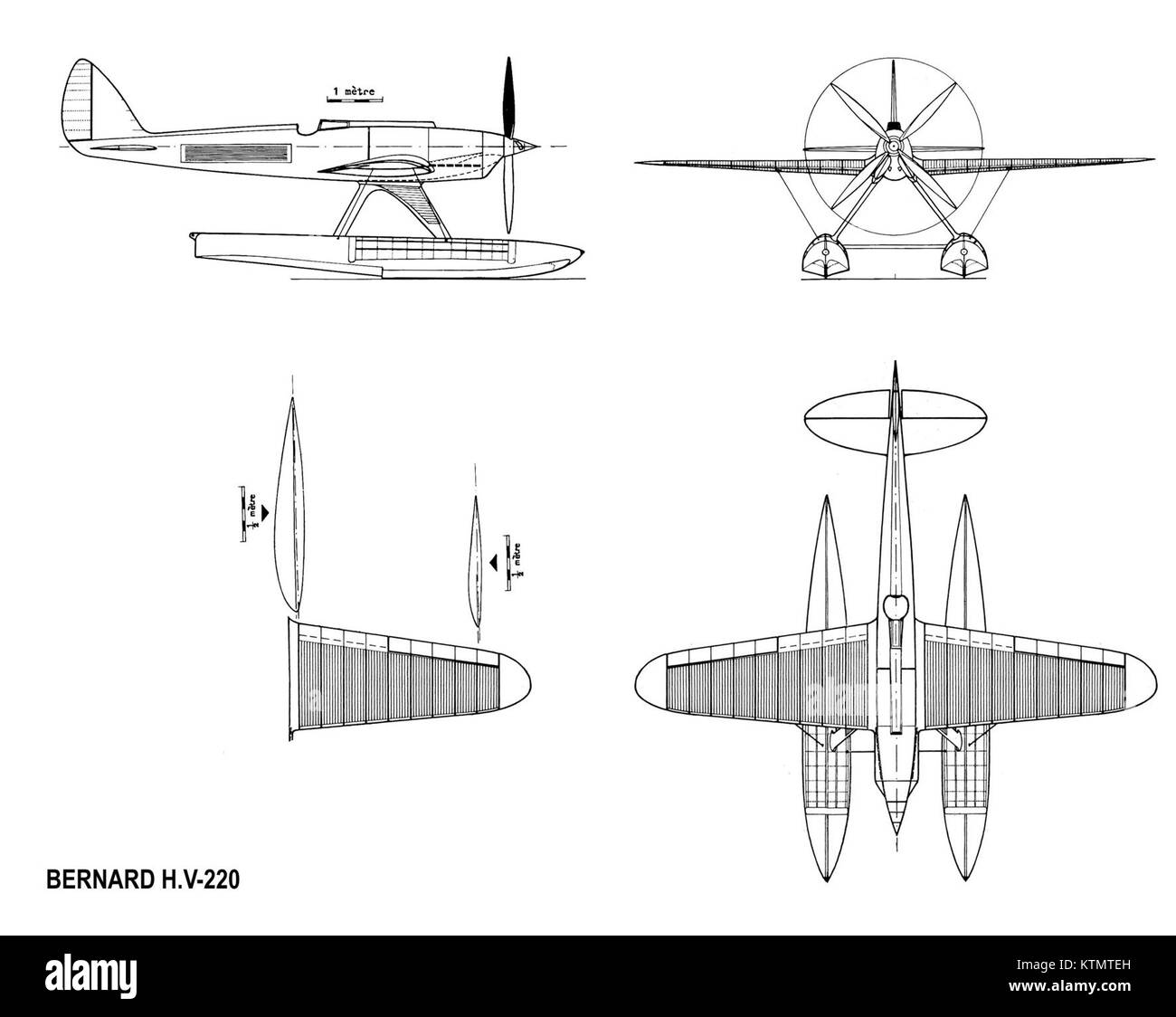 Progetto o copia dei piani per il Bernard H.V.220, un aereo storico. I piani rappresentano i dettagli di progettazione di questo specifico aeromobile, una parte della storia dell'aviazione. Foto Stock