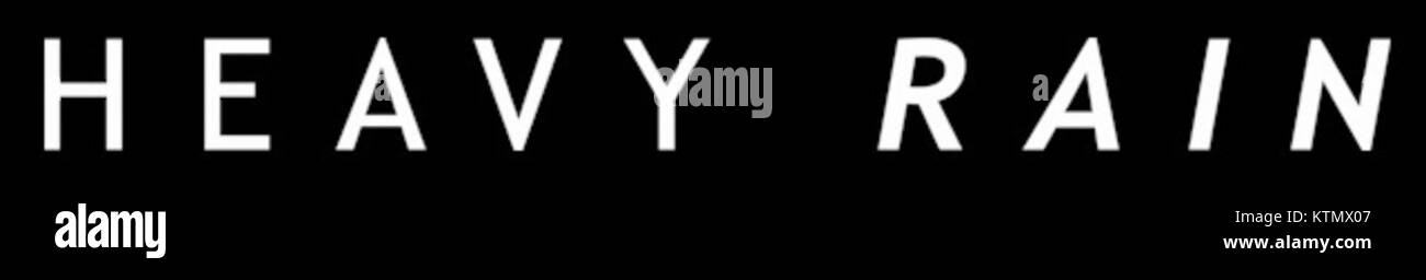 Il logo di "Heavy Rain", un videogioco noto per la sua drammatica interattiva e la sua narrazione emotiva. Il gioco è riconosciuto per l'azione di gioco coinvolgente e la narrazione avvincente. Foto Stock