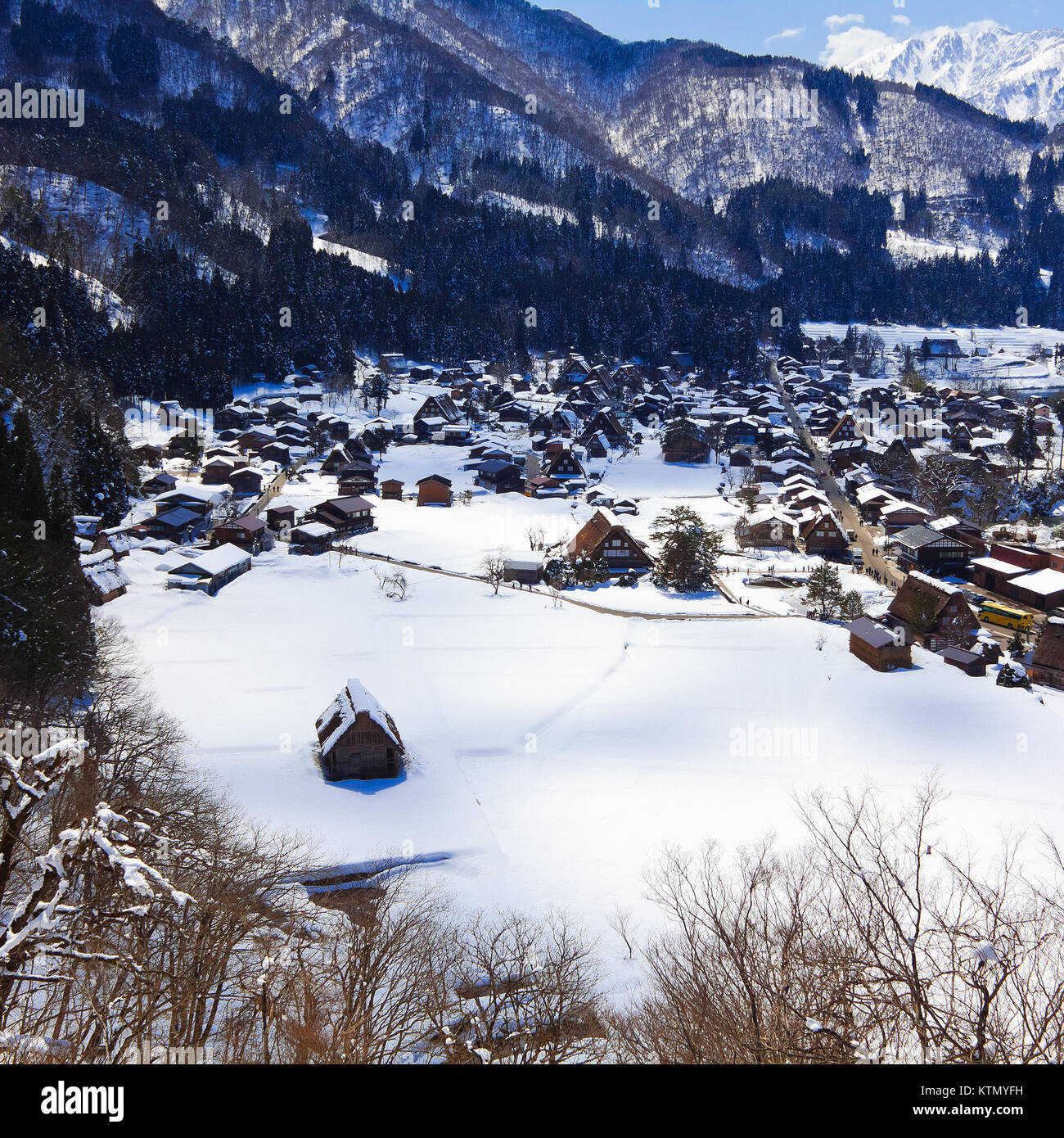 Gassho-zukuri Cottage a Ogimachi villaggio in Shirakawago, un sito Patrimonio Mondiale dell'UNESCO Foto Stock