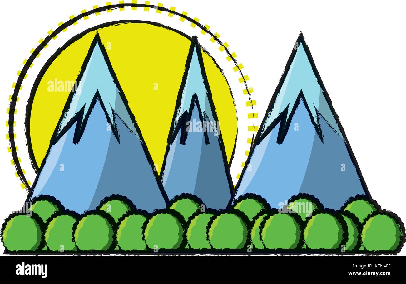 Cartone animato paesaggio delle Alpi Illustrazione Vettoriale