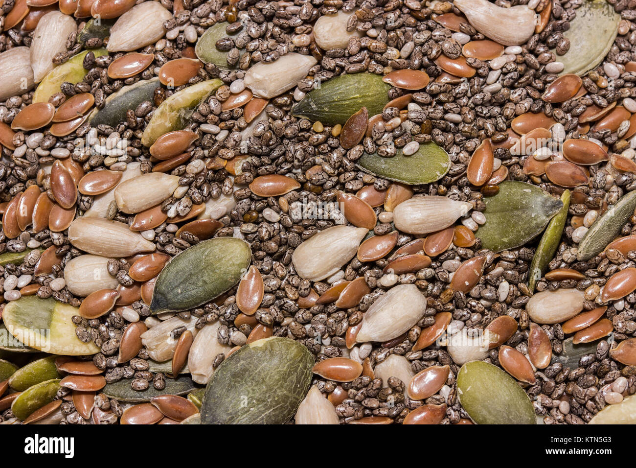 Mix di zucca, chia, sesamo e i semi di lino Foto Stock