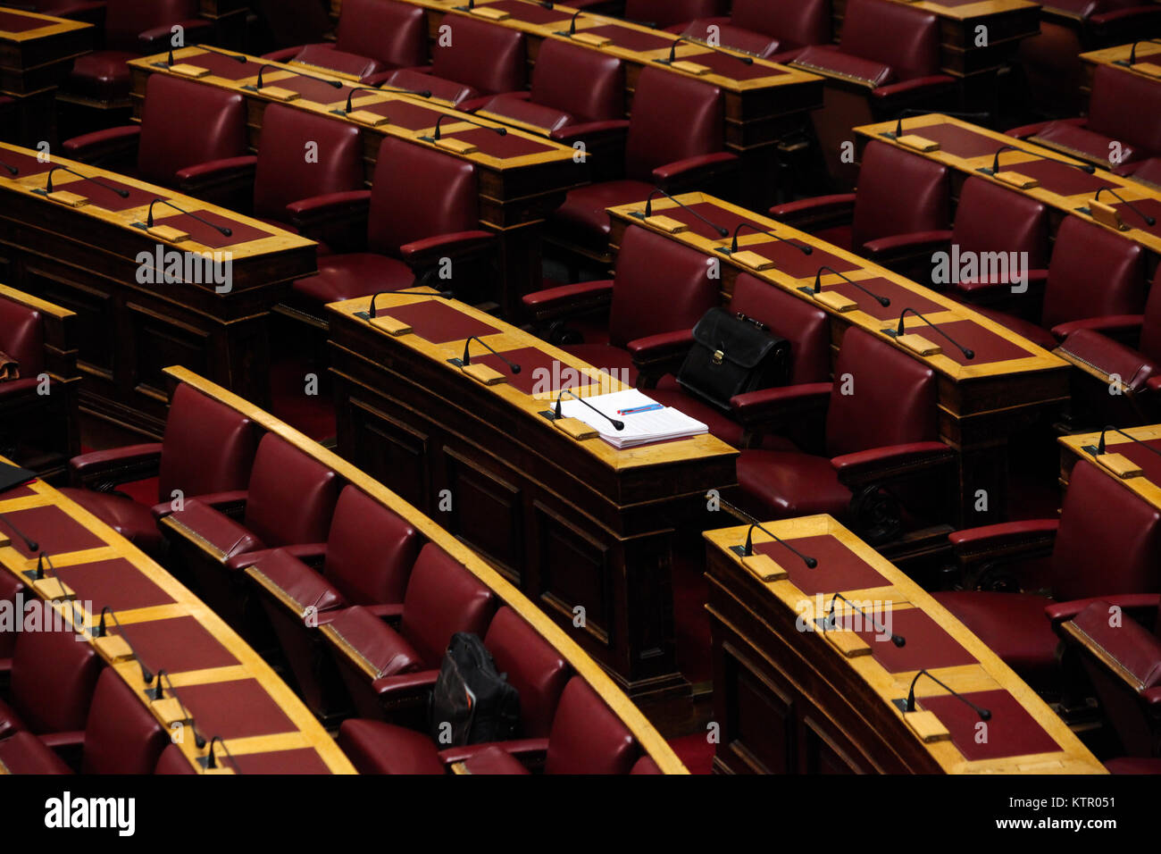 Seggi al Parlamento greco ad Atene, in Grecia. Foto Stock