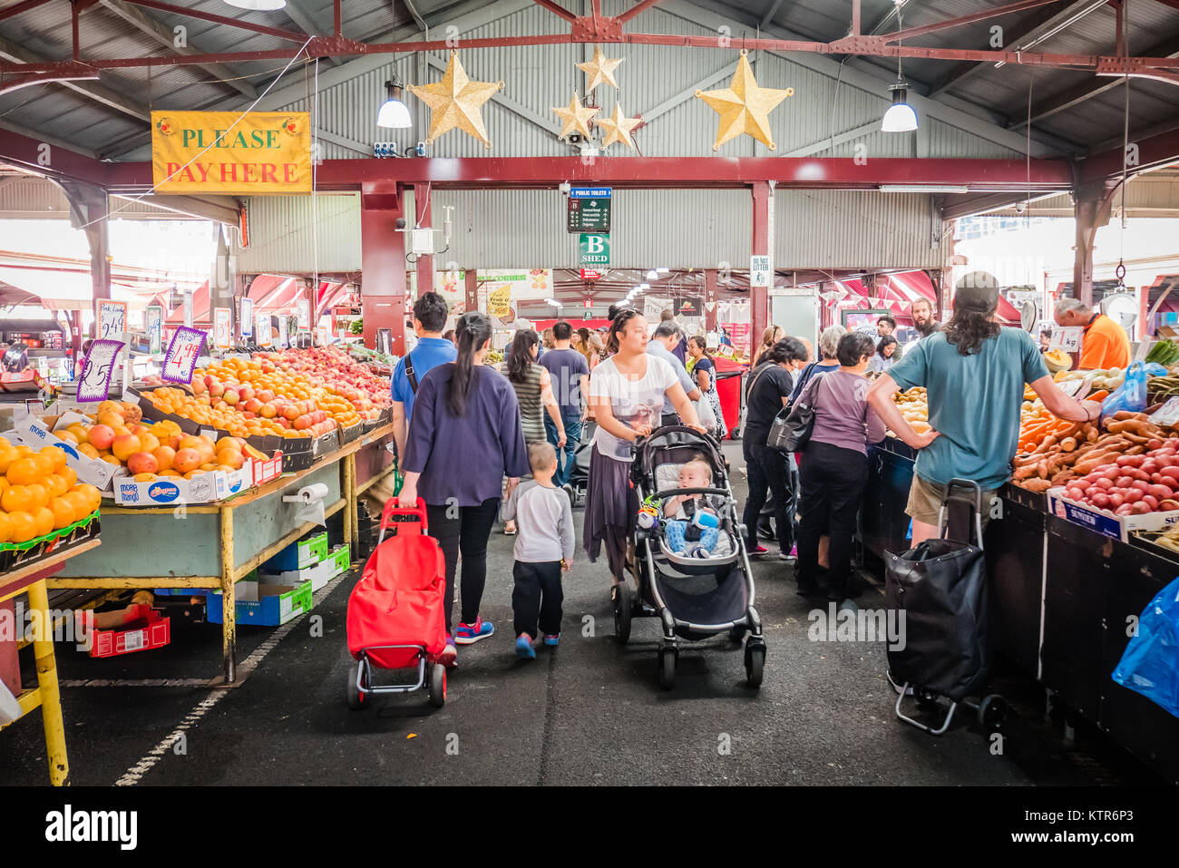 Melbourne Queen Victoria Market è il più grande mercato all'aperto in australia Foto Stock