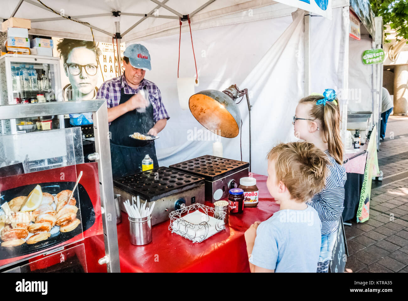 Venditore ambulante fare spuntini in Melbourne Foto Stock