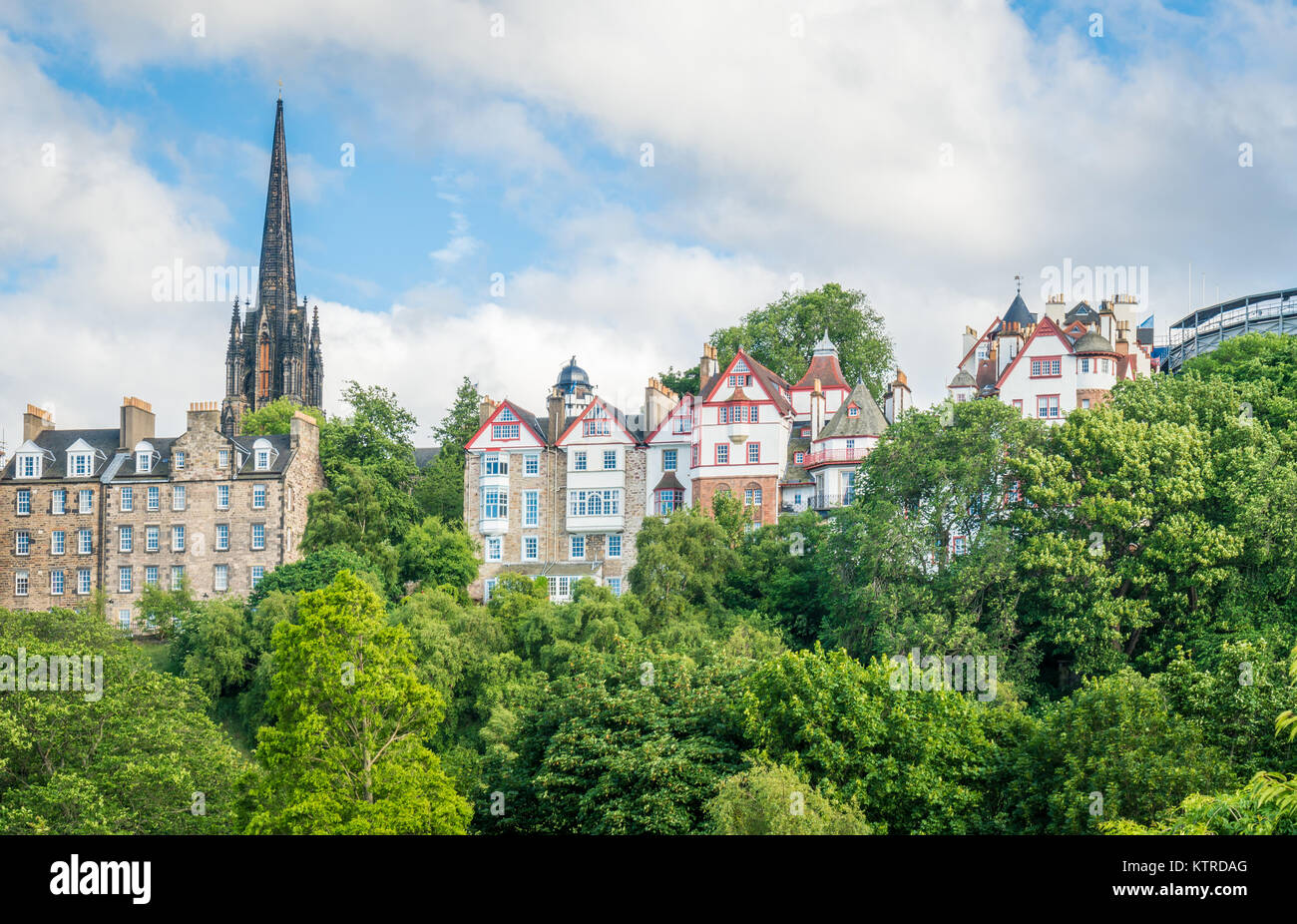 Vista panoramica da Princes Street Gardens, Scozia. Foto Stock