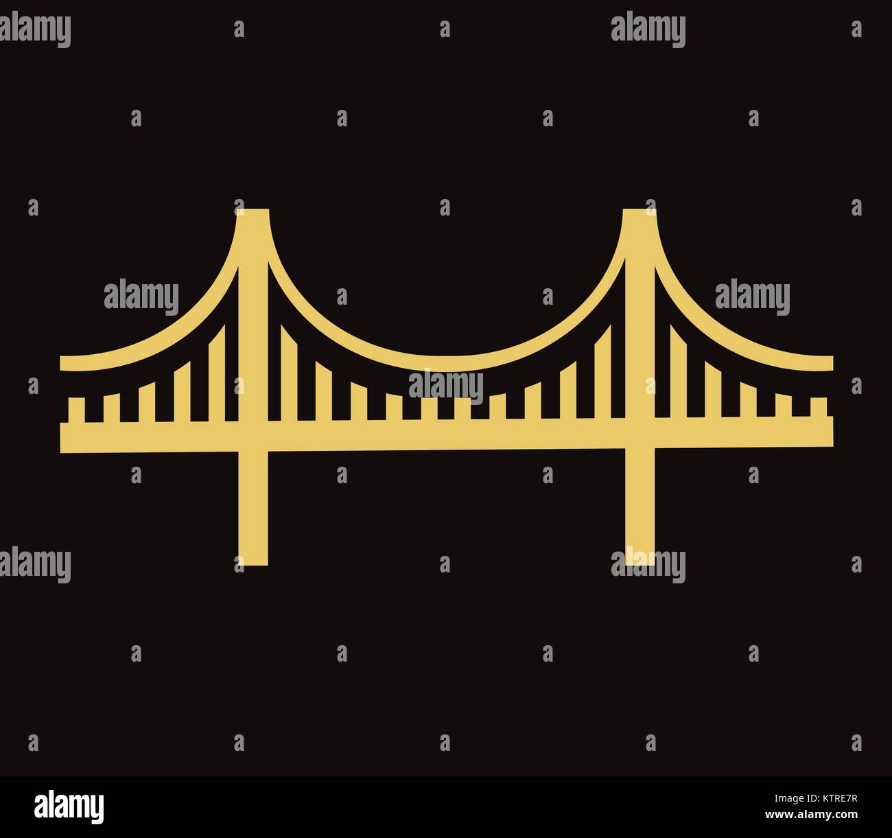 Illustrazione vettoriale di un ponte Golden Gate e la relativa icona. Illustrazione Vettoriale