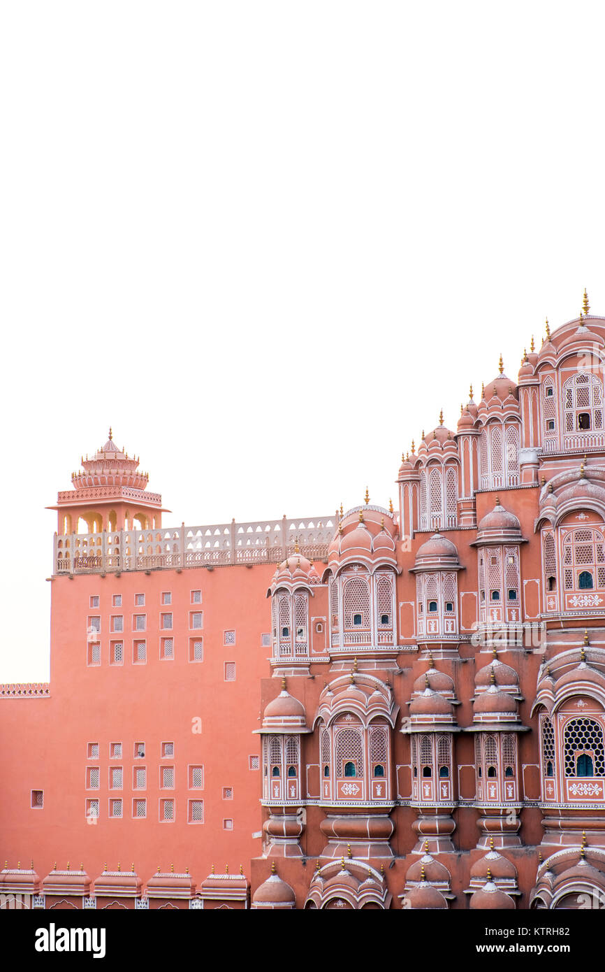 Hawa Mahal , Palazzo dei venti, Palazzo della brezza marina in città rosa di Jaipur, Rajasthan,l'India Foto Stock