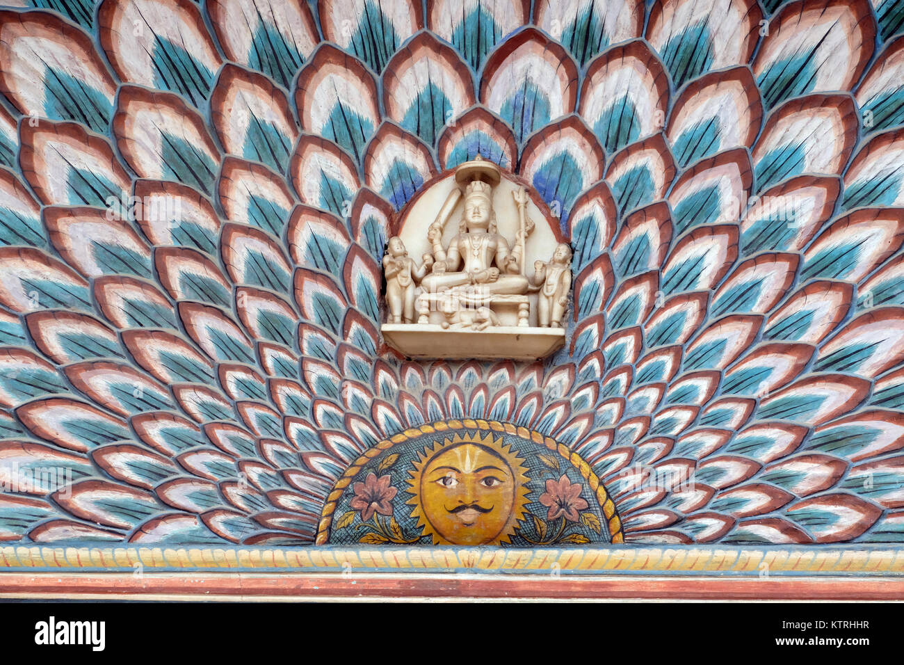 Mosaici decorativi all'interno del Palazzo di Città, Jaipur Rajasthan,l'India Foto Stock