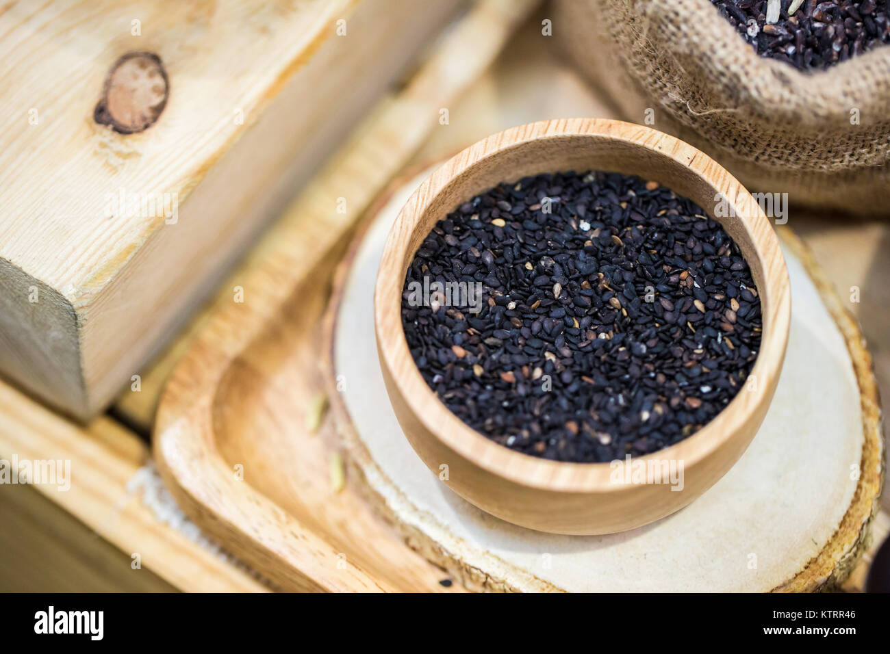 Sesamo nero roast ricca di nutrizione e Sesamin calcio elevato Foto Stock