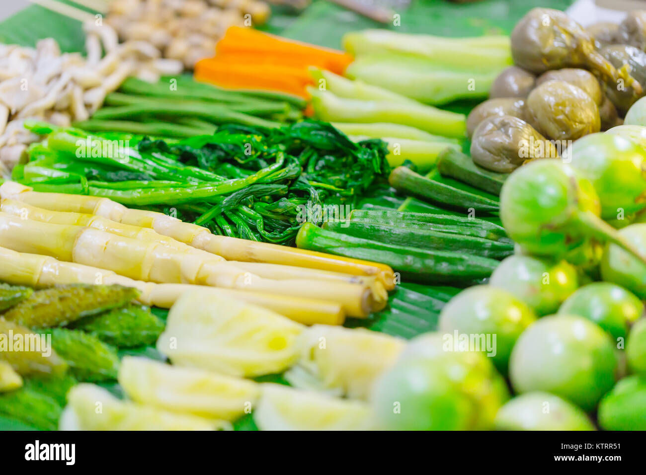 Mix di verdure cotte al vapore il cibo sano di stile tailandese settentrionale vegetale piatto laterale ricette Foto Stock
