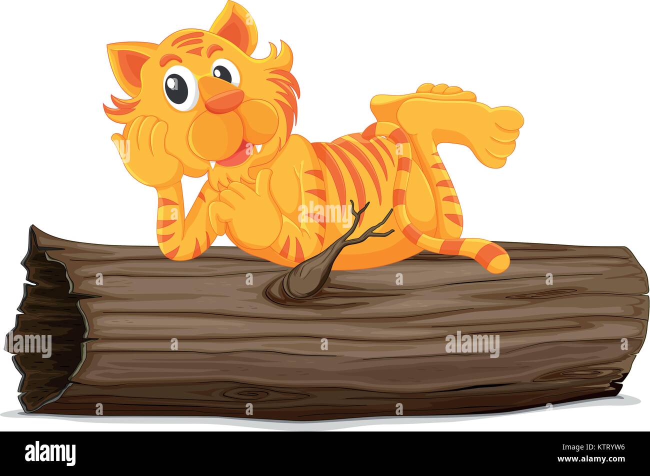 Illustrazione di una tigre su un log Illustrazione Vettoriale
