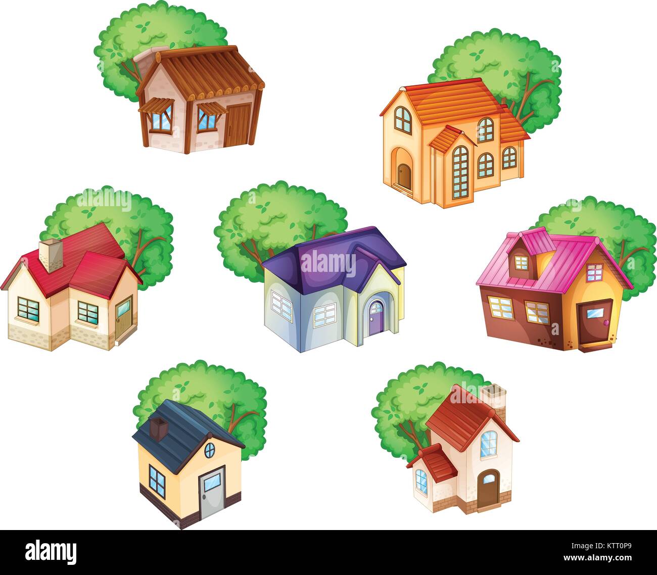 Illustrazione delle varie case su sfondo bianco Illustrazione Vettoriale