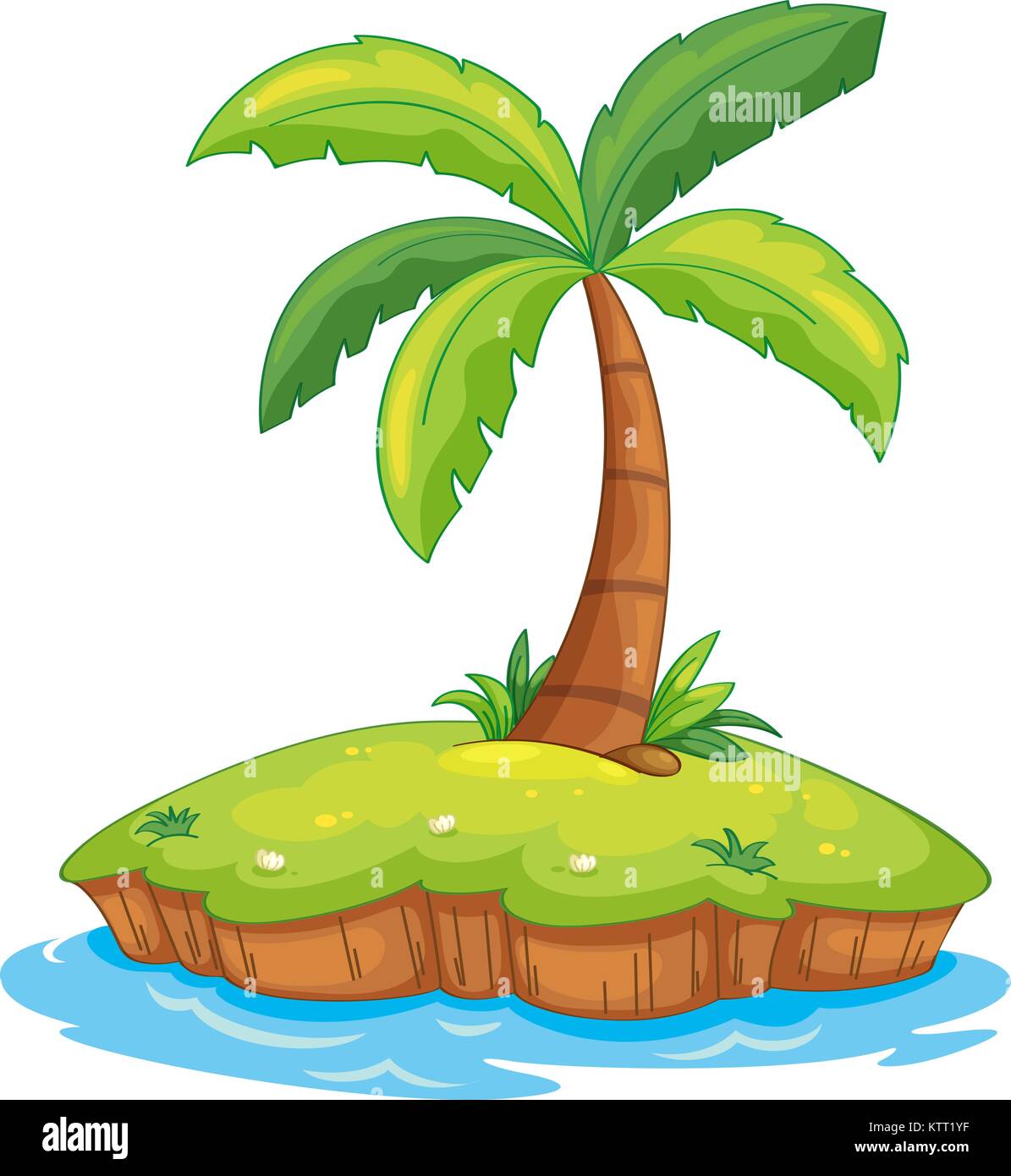 Illustrazione di un isola tropcial su bianco Illustrazione Vettoriale
