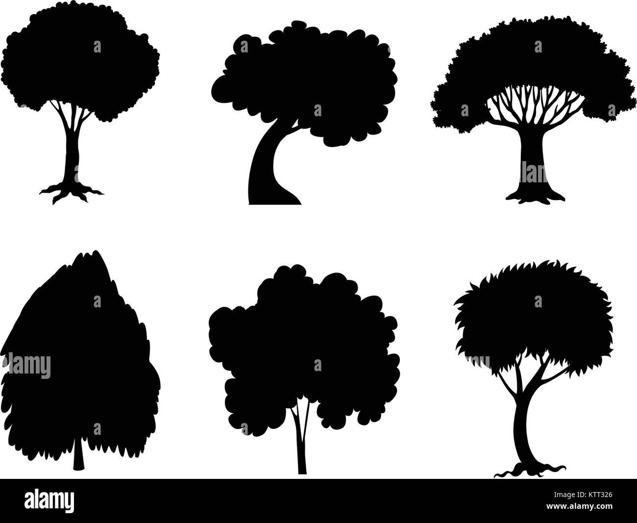 Illustrazione della struttura ad albero e pianta sagome Illustrazione Vettoriale