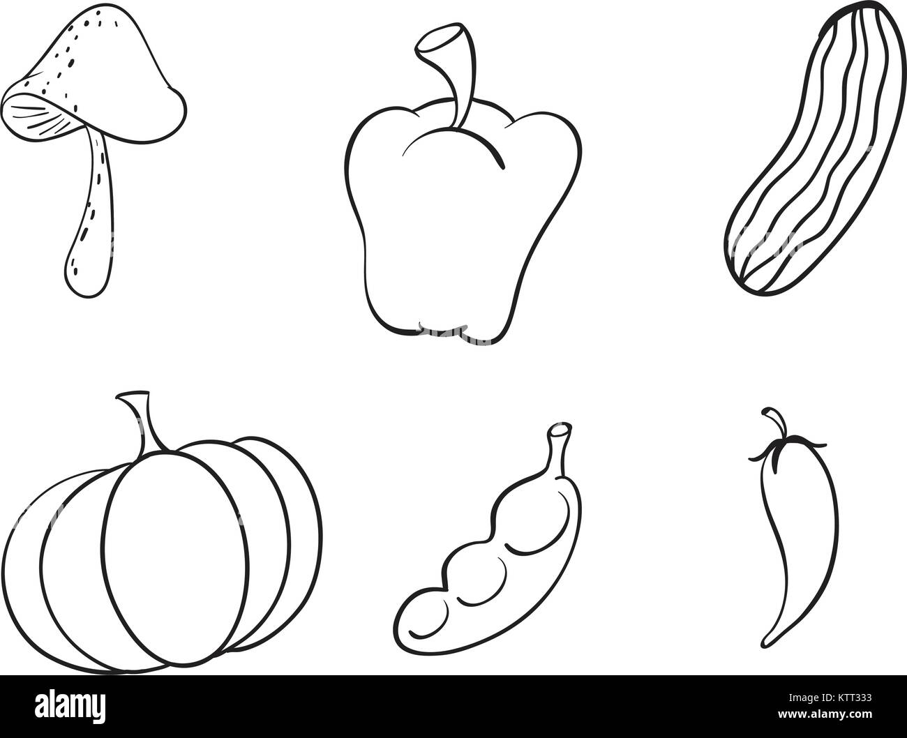 Illustrazione dei vari ortaggi su sfondo bianco Illustrazione Vettoriale