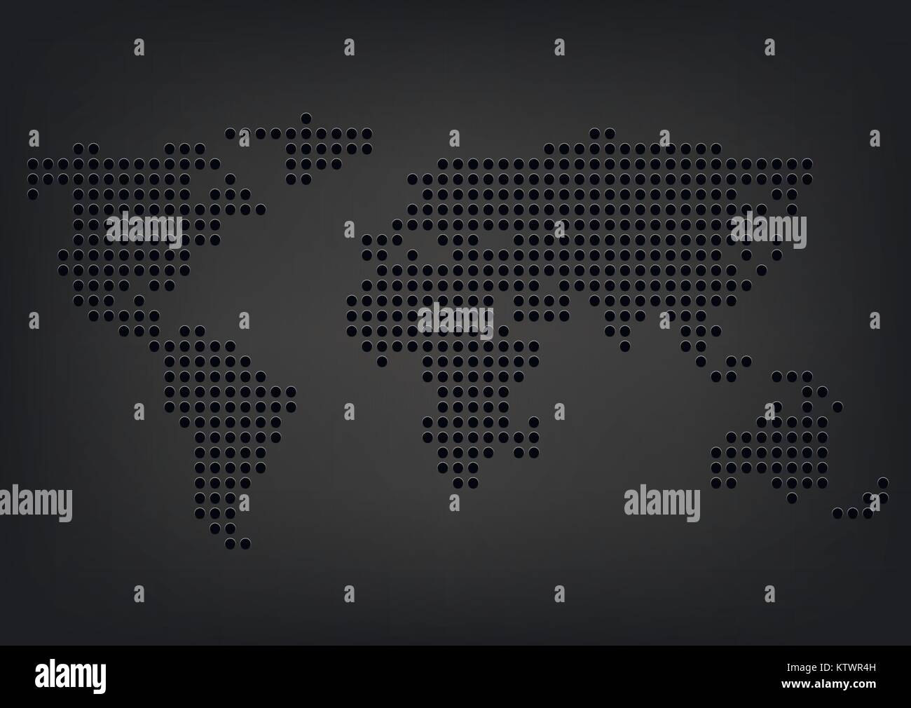Fori di metallo mappa del mondo Illustrazione Vettoriale