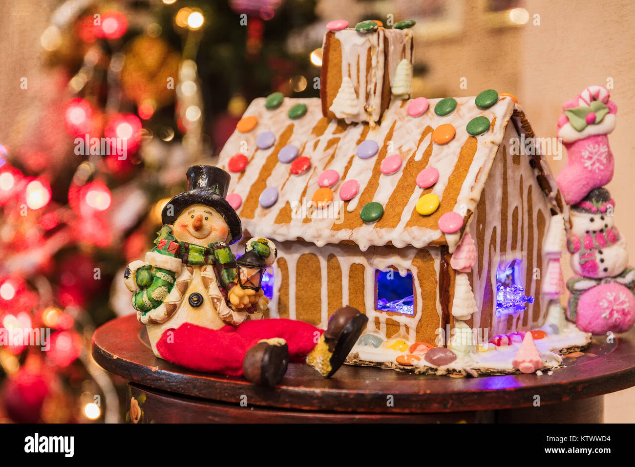Natale gingerbread cookie house. celective focus Foto Stock