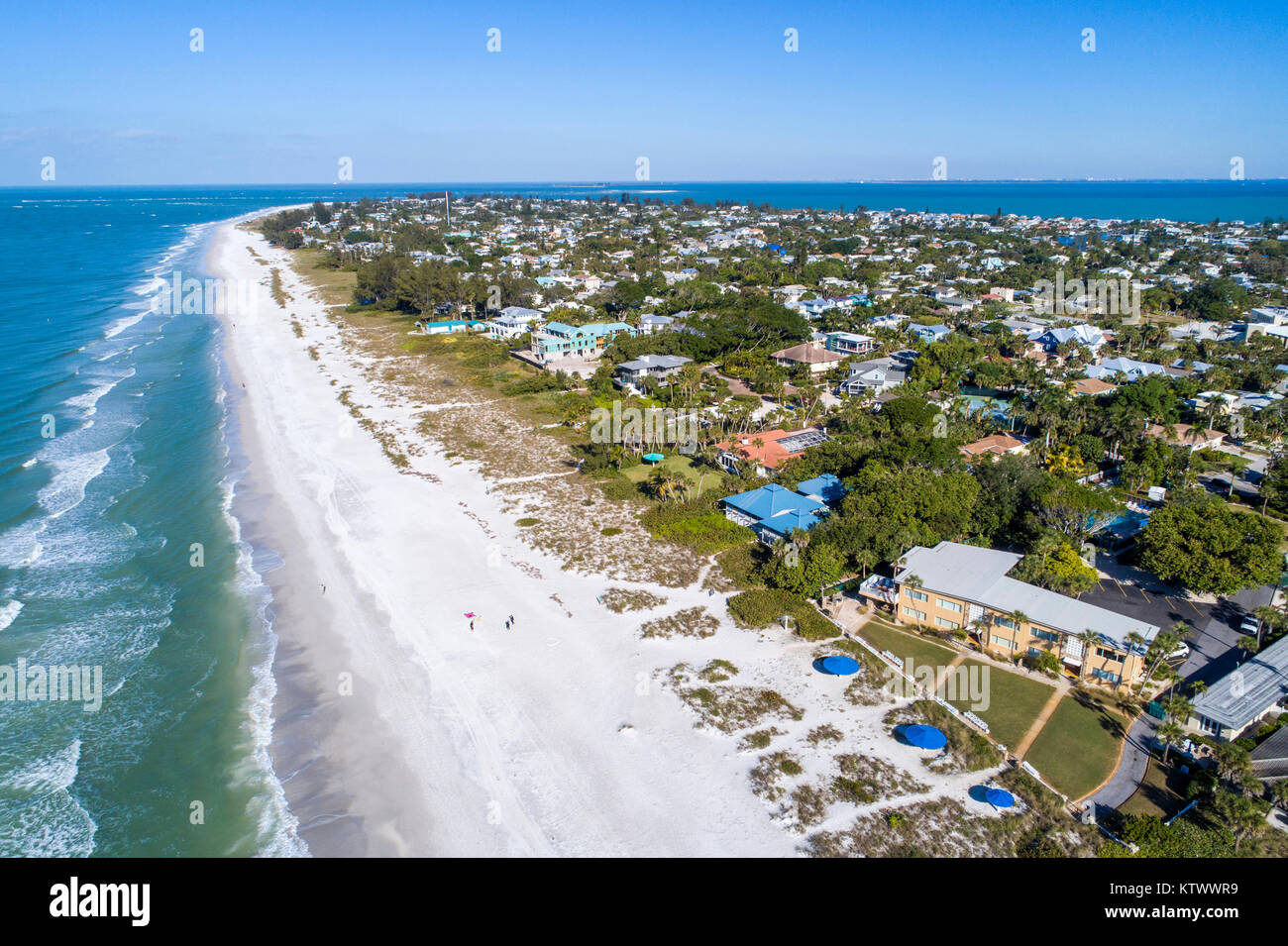 Anna Maria Island Florida,Spiaggia di Holmes,Golfo del Messico,Baia di Tampa,case residences,vista aerea dall'alto,FL17121455d Foto Stock