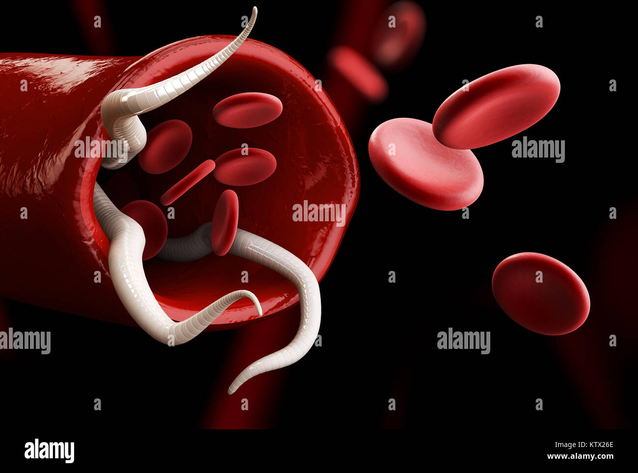 3d illustrazione di un gruppo di elminti con sangue di cella Foto Stock