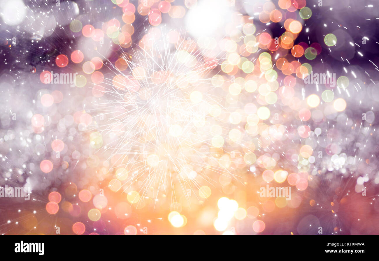Fuochi d'artificio di Nuovo Anno e spazio copia - abstract sfondo per le vacanze Foto Stock
