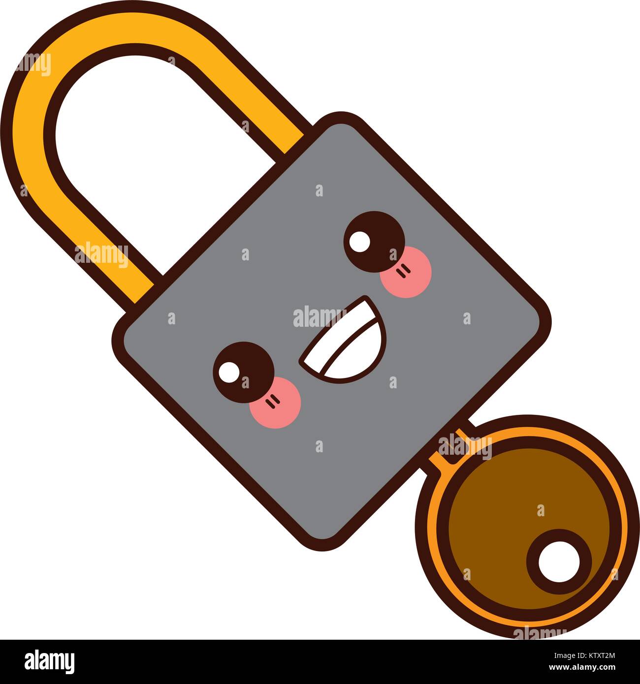 Il lucchetto con chiave kawaii simpatico cartoon Illustrazione Vettoriale