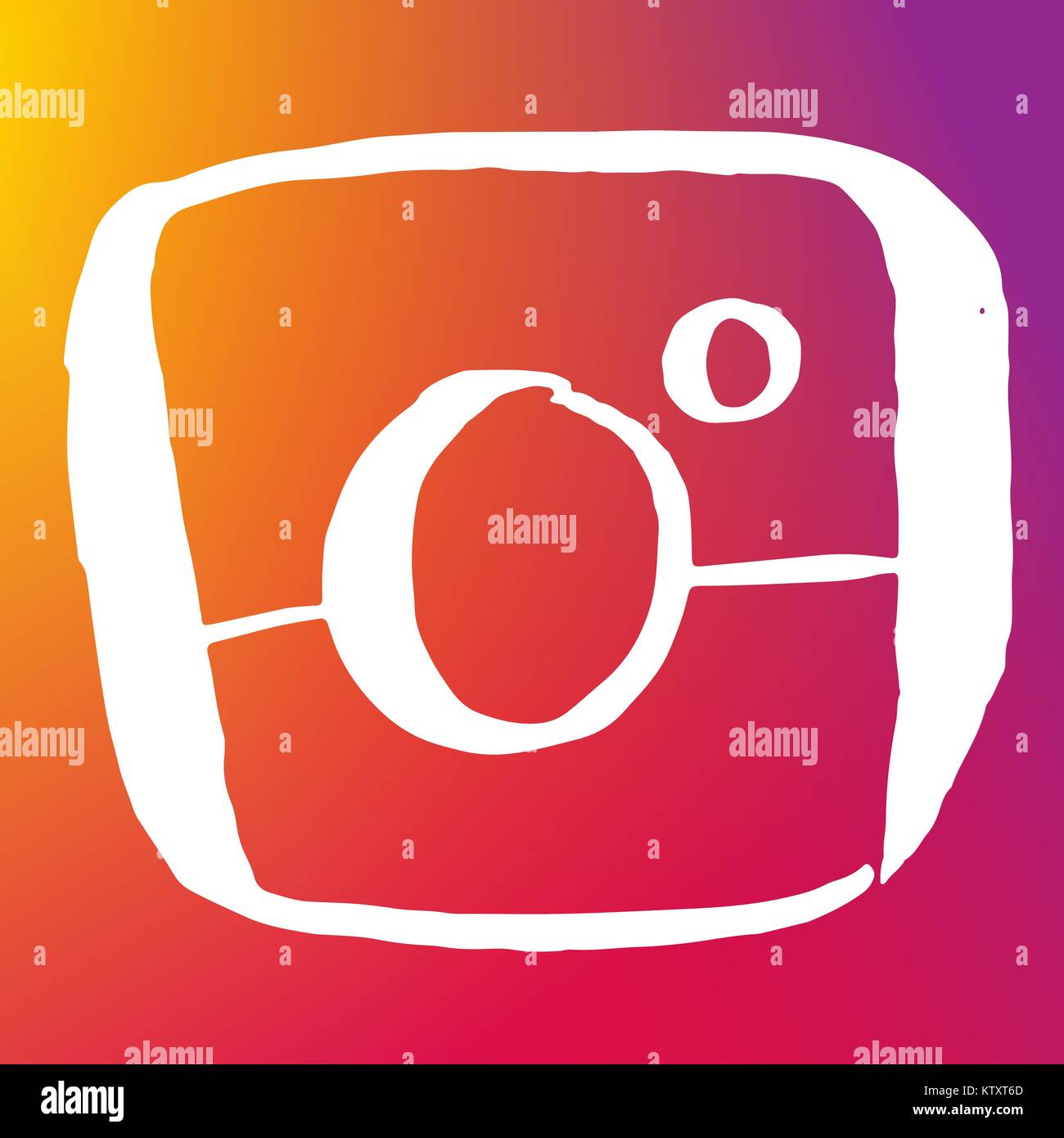 Vintage foto handdrawn icona fotocamera sul gradiente dello sfondo. Illustrazione Vettoriale per i social media concorsi. Illustrazione Vettoriale