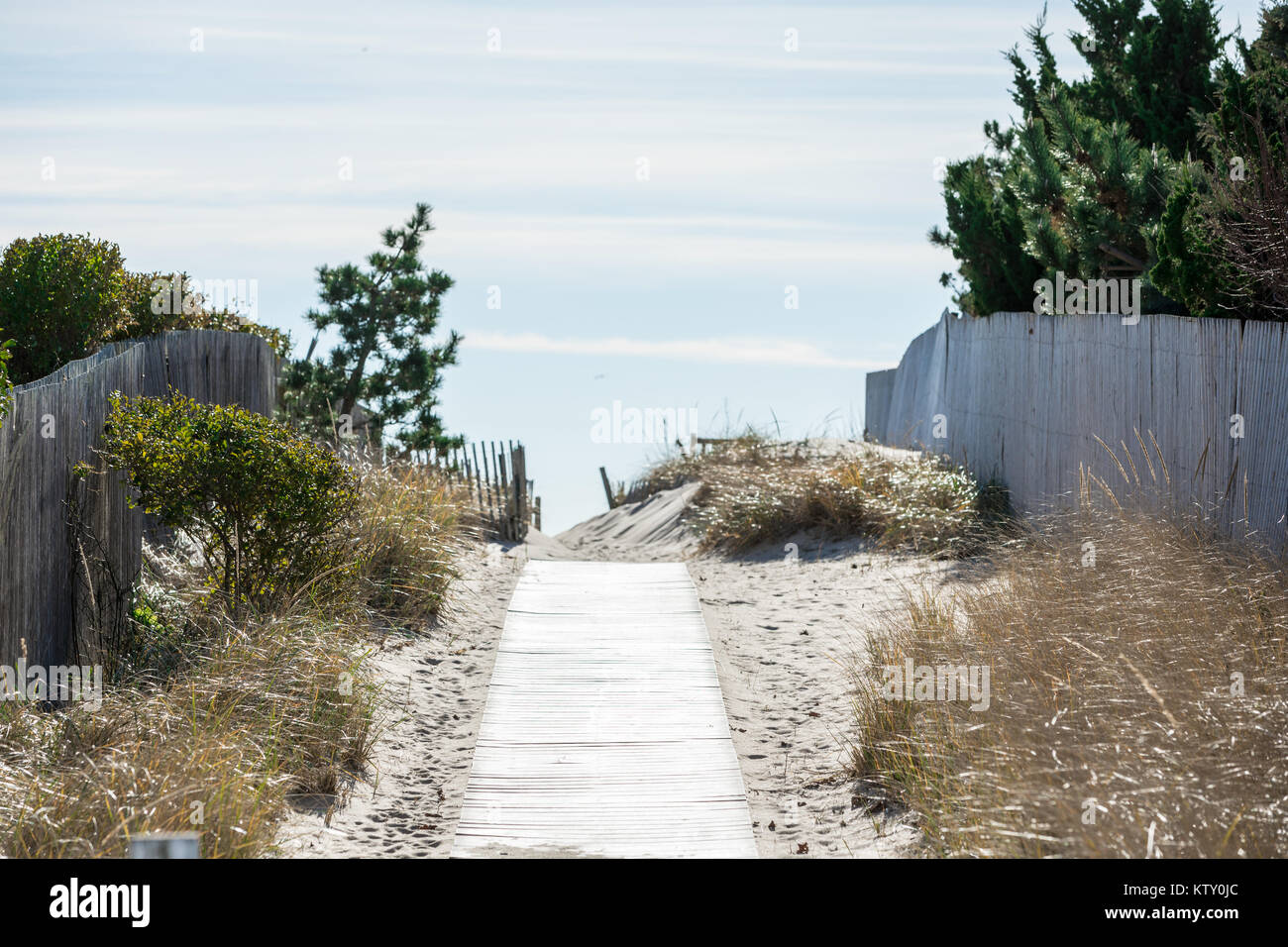 Passerella per la Ocean Beach in amagansett, NY Foto Stock