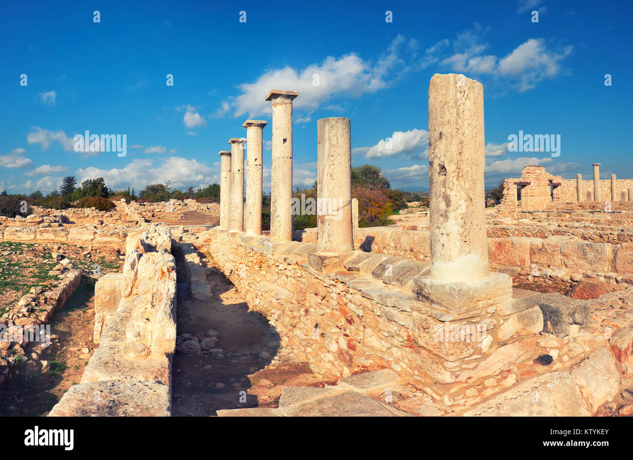 Il santuario di Apollo Hyllates in Cipro, Grecia, tonica immagine panoramica Foto Stock