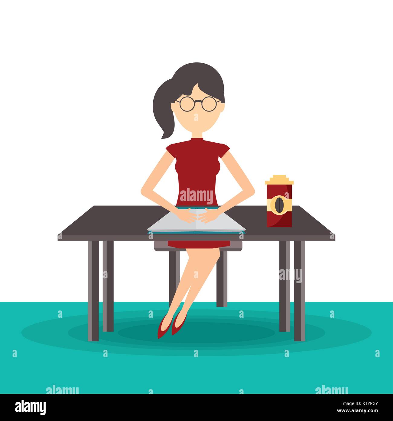 La donna la lettura di un libro scritto in braille Illustrazione Vettoriale