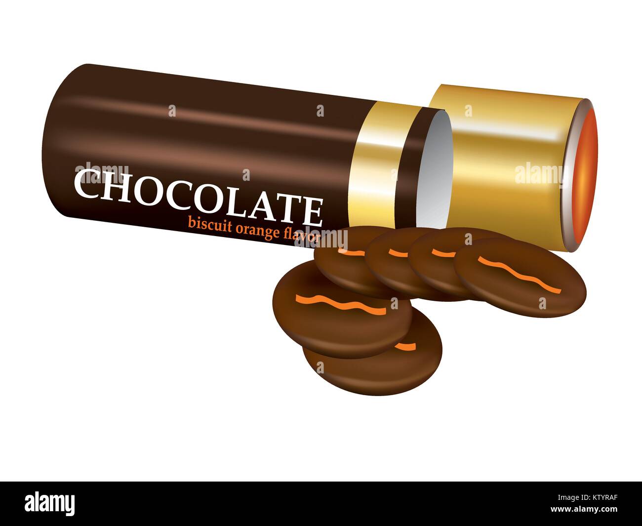 Confezione di cioccolato nel montante tubo cilindrico su sfondo bianco Illustrazione Vettoriale