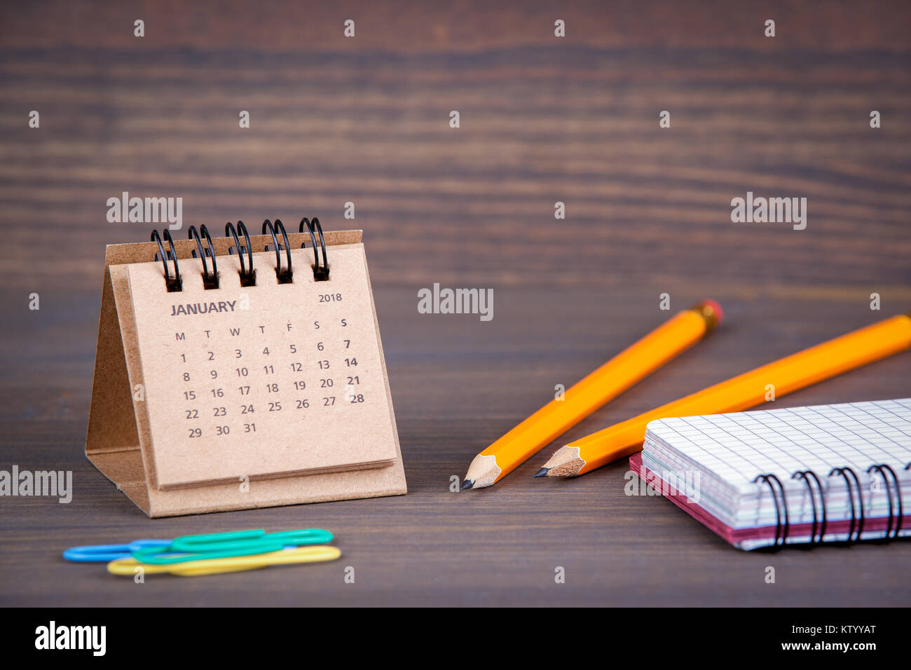 Giorni del mese di gennaio in 2018. Escursioni Calendario Foto Stock