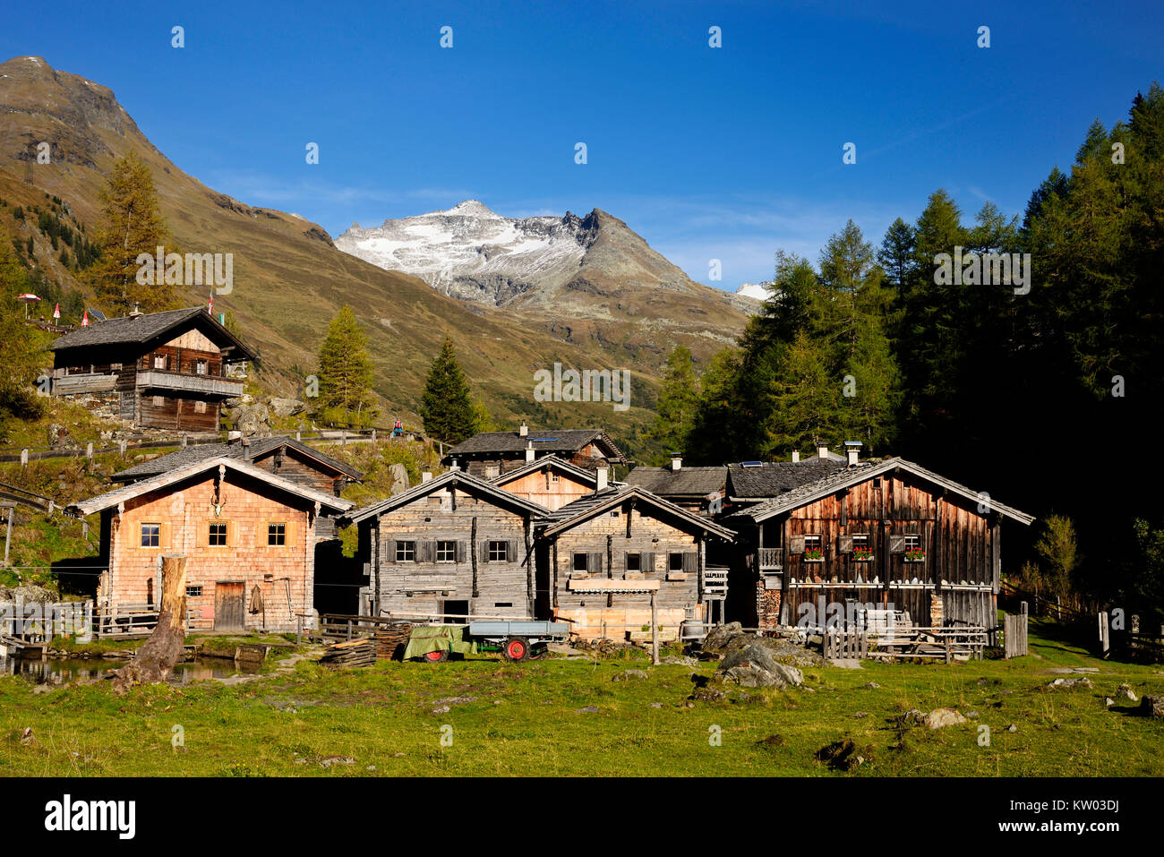 Osttirol Hohe Tauern, Gschl?sstal, alp insediamento Au?ergschl?ss , Gschlösstal, Almsiedlung Außergschlöss Foto Stock