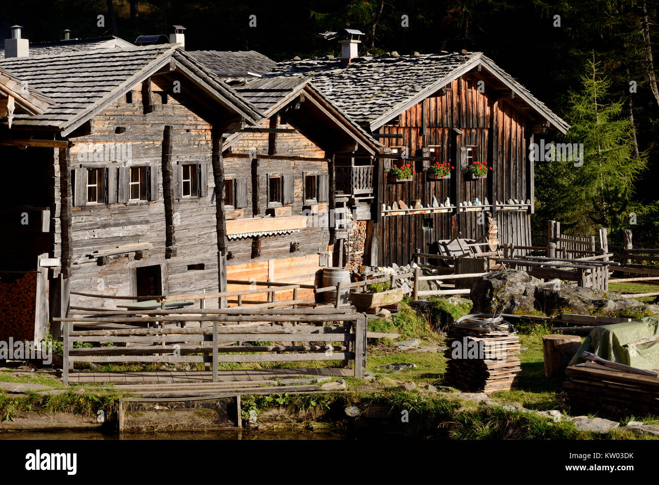 Osttirol Hohe Tauern, Gschl?sstal, alp insediamento Au?ergschl?ss , Gschlösstal, Almsiedlung Außergschlöss Foto Stock