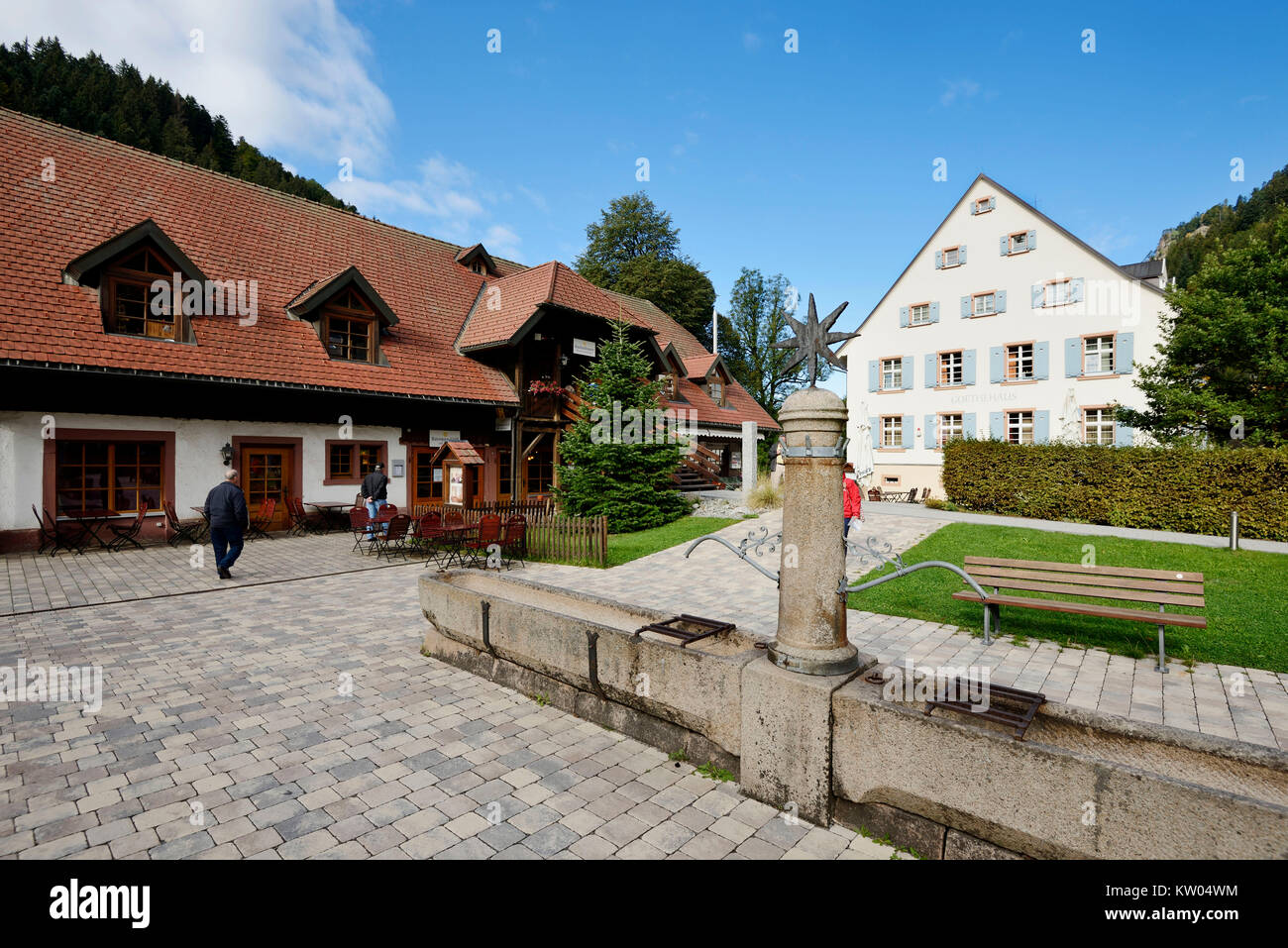 Corte di proprietà di stelle, Kuckucksnesti e Goethe's house, Hofgut Sternen, Kuckucksnesti und abitazione di Goethe Foto Stock