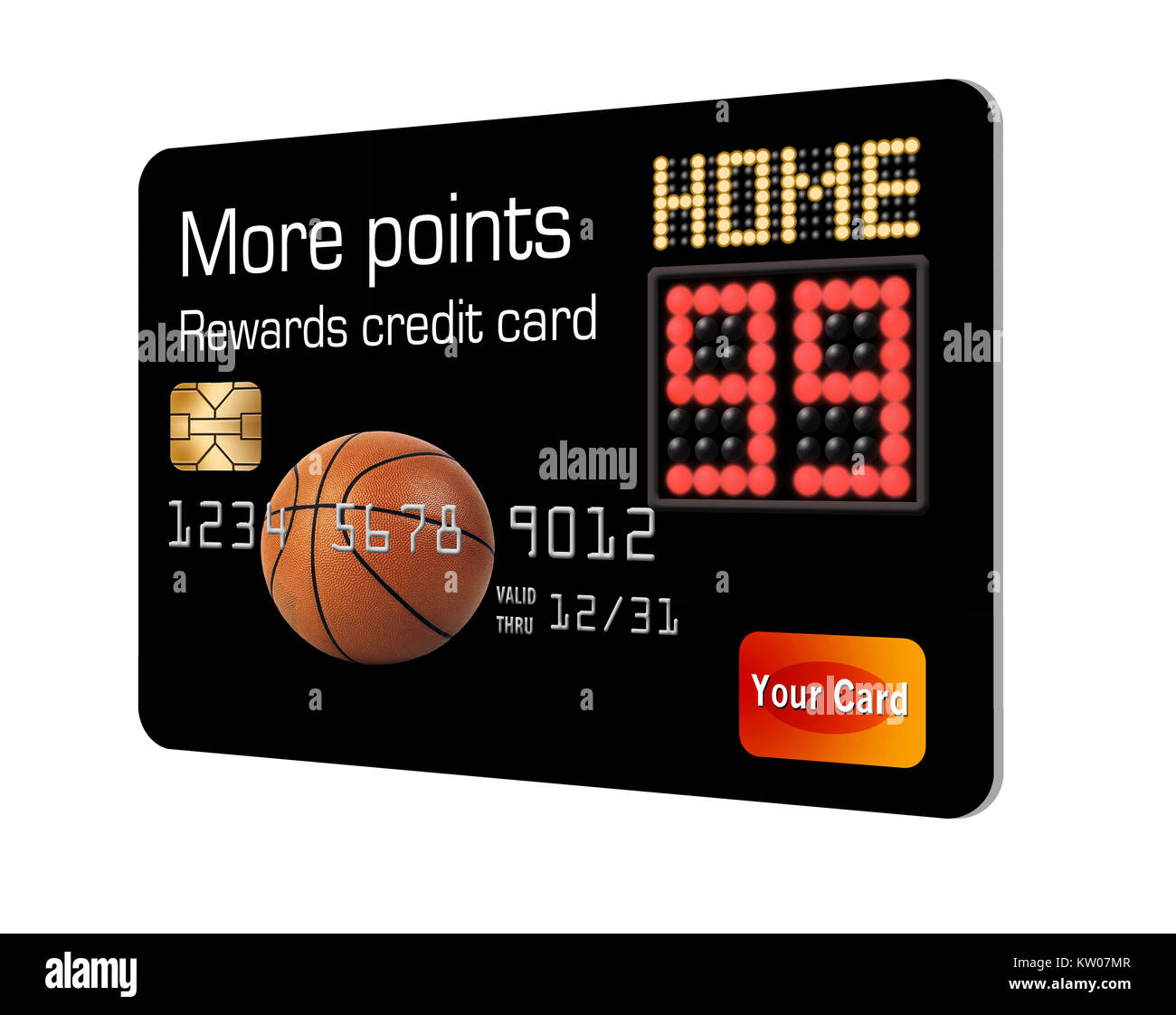 Punti mostrati su un tabellone di pallacanestro di andare con il tema di come ottenere una carta di credito che offre più punti con i vostri acquisti. Foto Stock