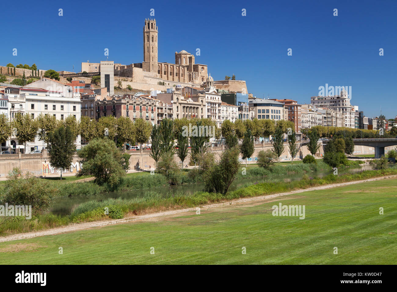 Vecchia città di Lleida, in Catalogna. Foto Stock