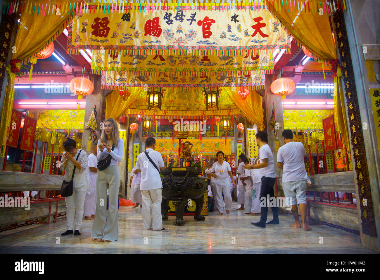 Un tempio Cinese nella città di Phuket durante il festival vegetariano . Della Thailandia Foto Stock