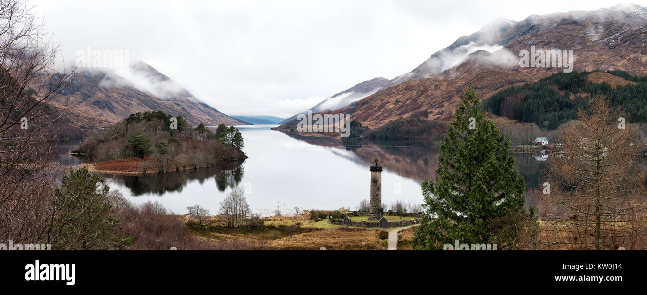 Monumento giacobita a Loch Shiel in Glenfinnan, Scotland, Regno Unito Foto Stock