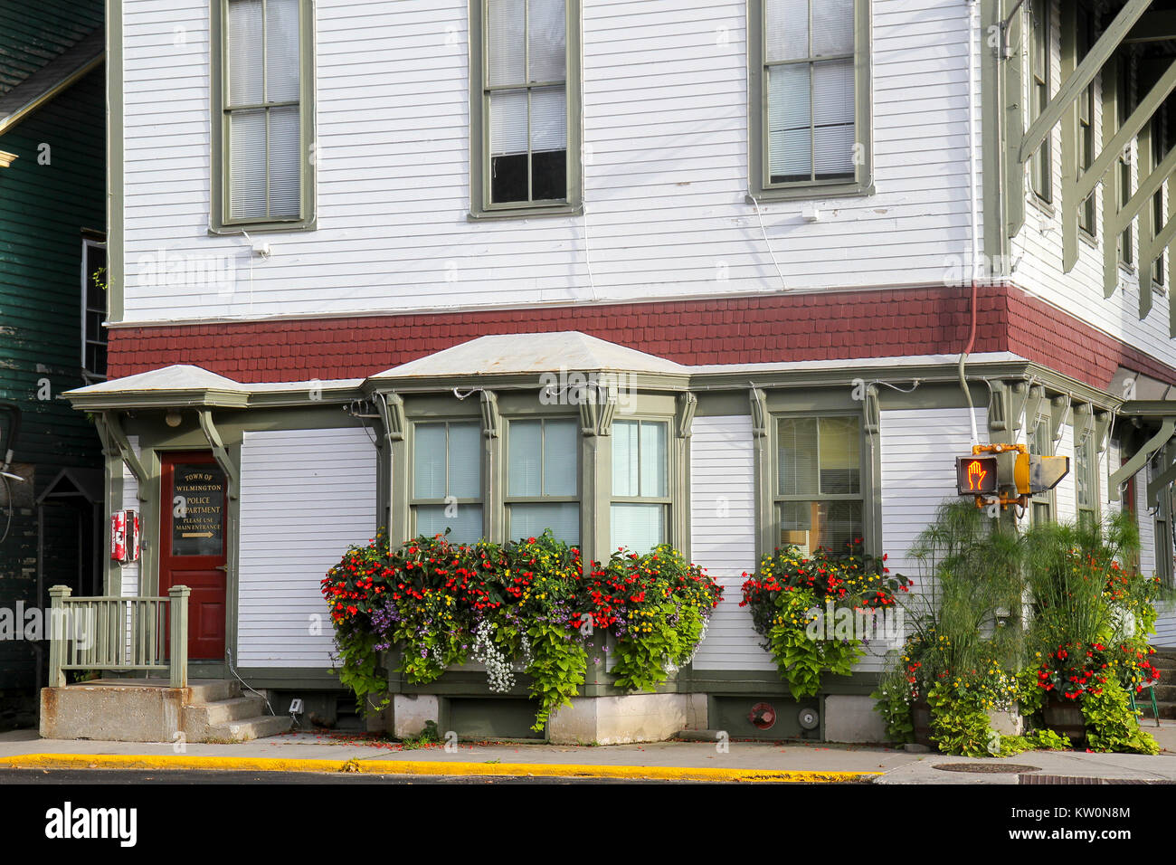Edificio che ospita la città di Wilmington Dipartimento di Polizia, Wilmington, Vermont, Stati Uniti, America del Nord Foto Stock