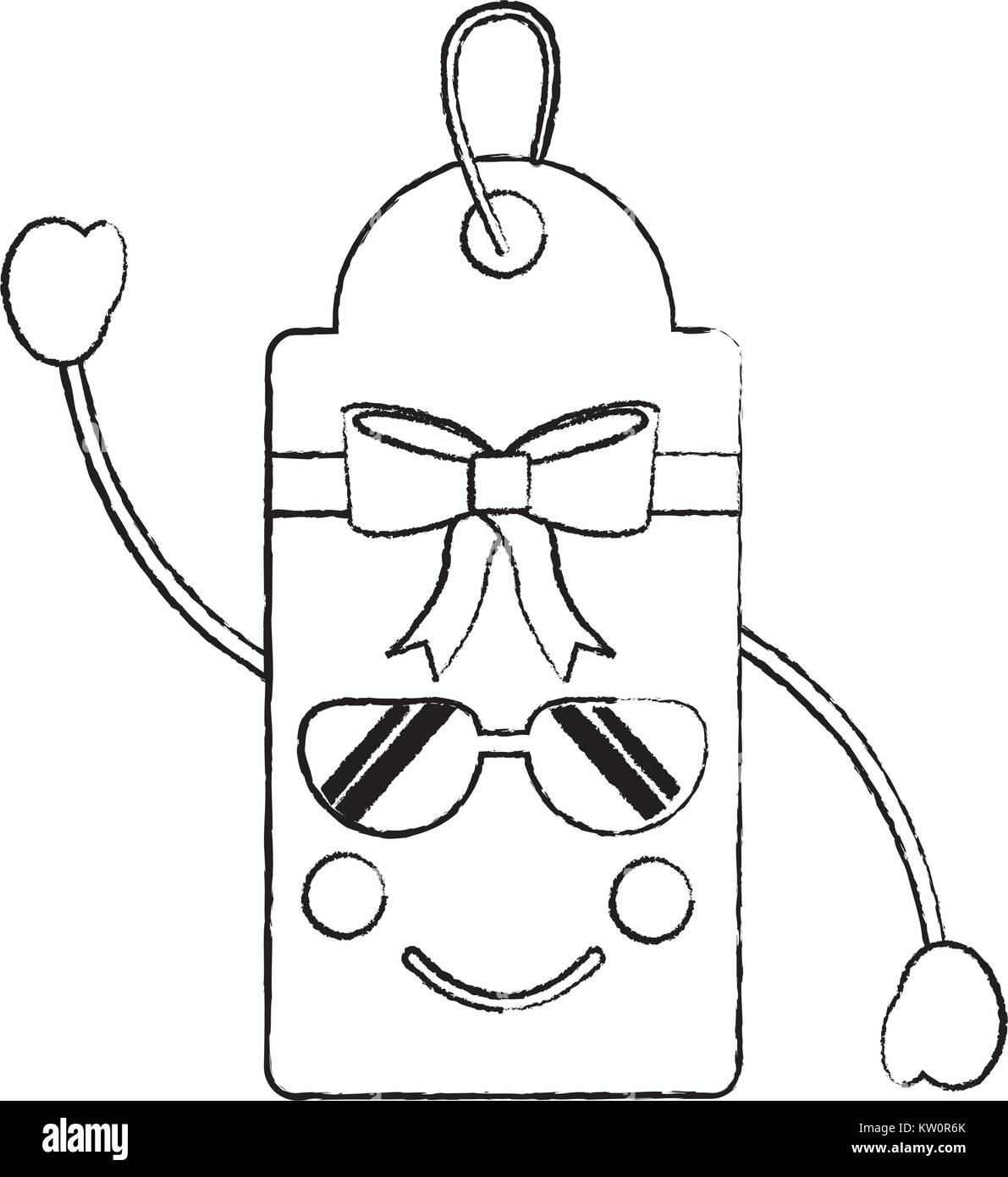 Regalo o prezzo di etichetta felice occhiali da sole gli Emoji immagine dell'icona illustrazione vettoriale design Illustrazione Vettoriale