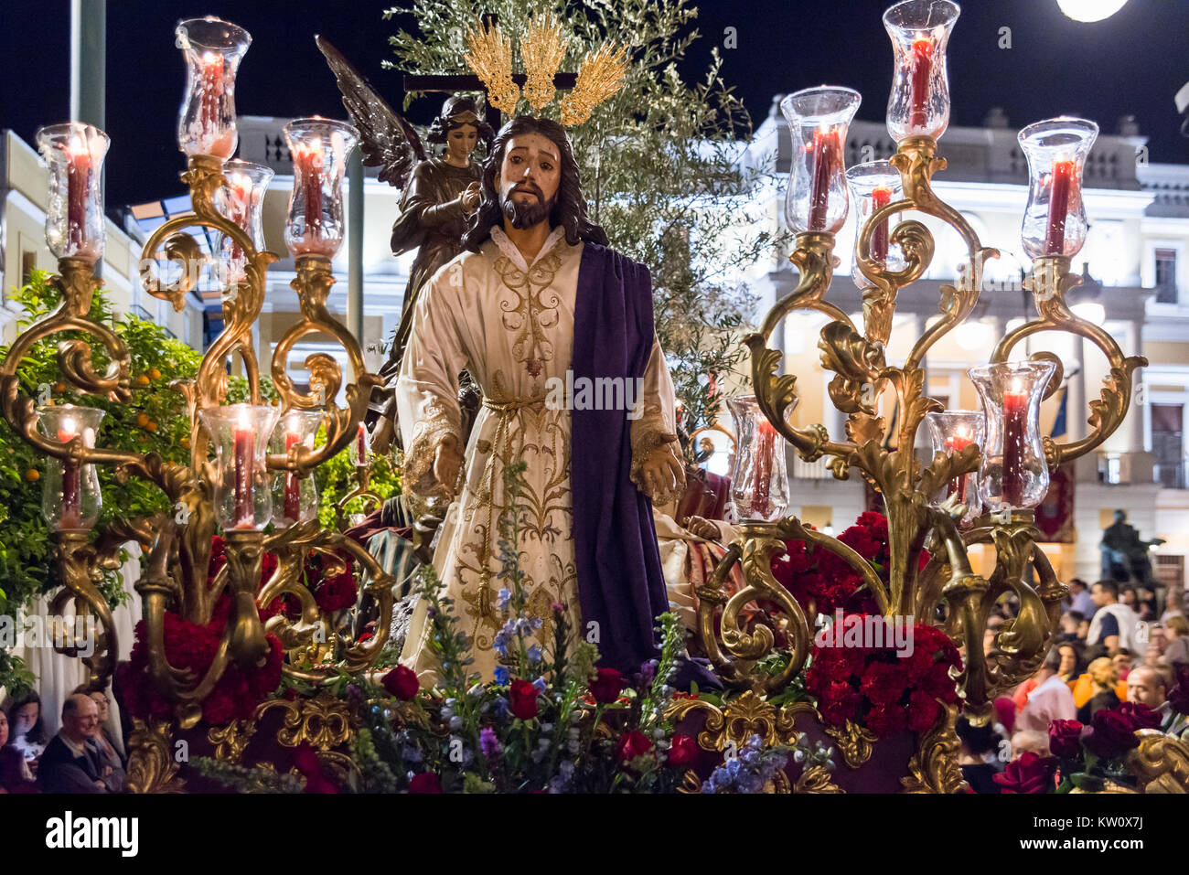 Badajoz Spagna lunedì. aprile .10. 2017 di fraternità e di fraternità del Padre nostro Gesù di umiltà, Padre nostro Gesù del Prendimiento e Maria Sant Foto Stock