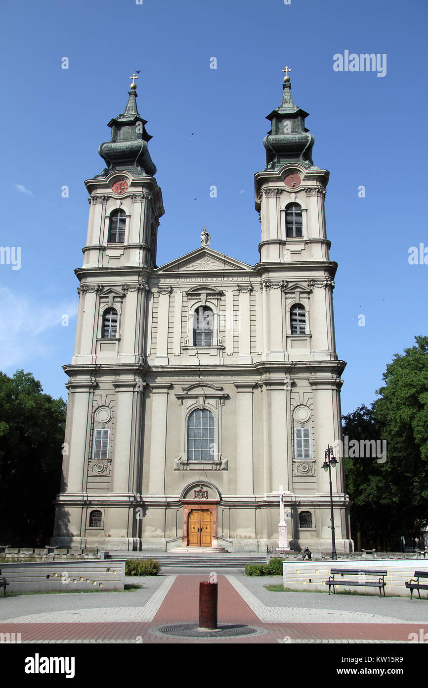 Chiesa con due torri in Subotica, Serbia Foto Stock