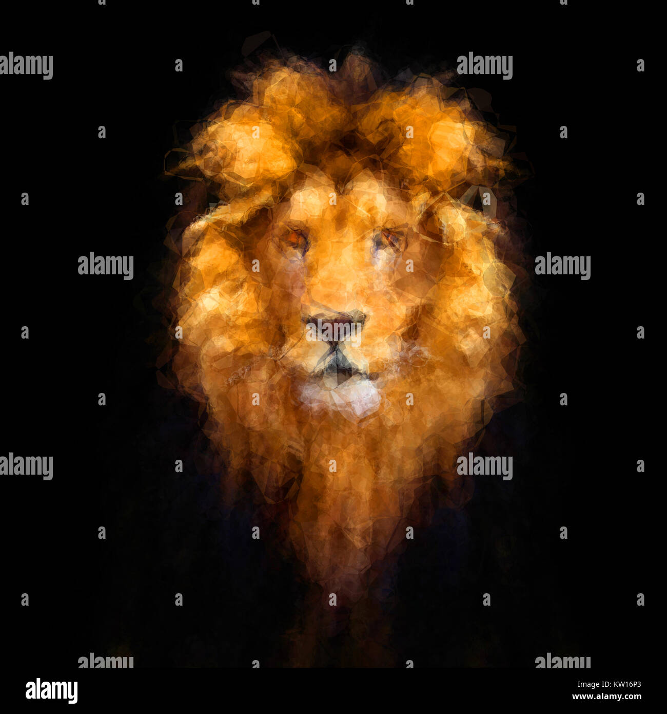 Bassa poli Ritratto di un bellissimo leone, immagine astratta Foto Stock