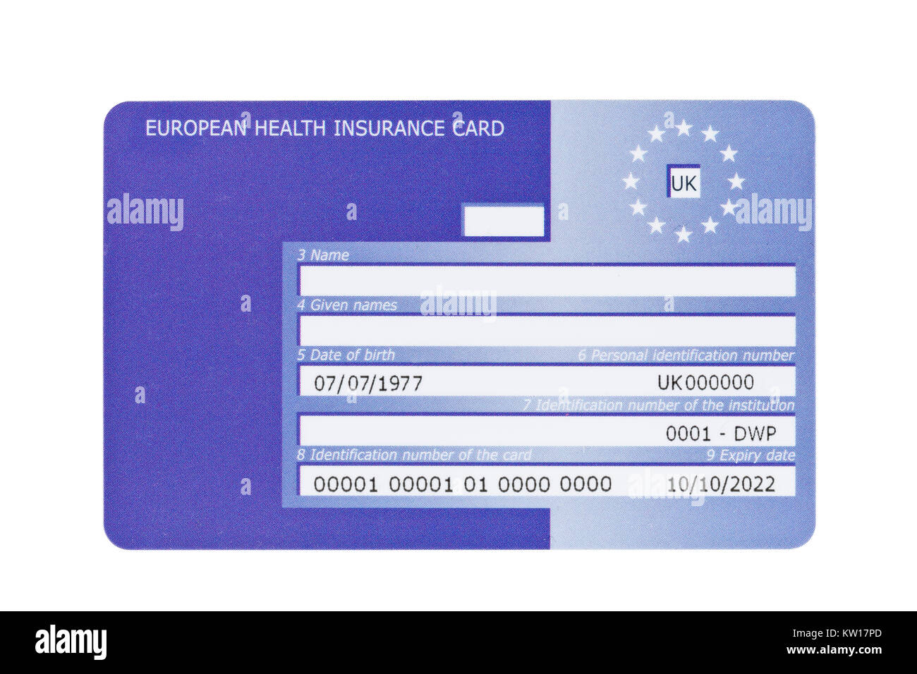 Il Regno Unito ha rilasciato una tessera di assicurazione sanitaria europea  Foto stock - Alamy
