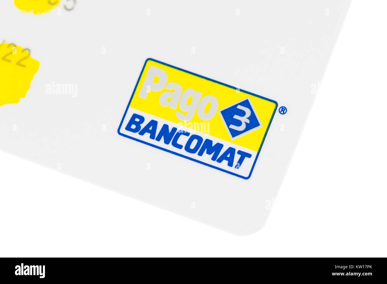 Pago Bancomat logo su carta Foto stock - Alamy